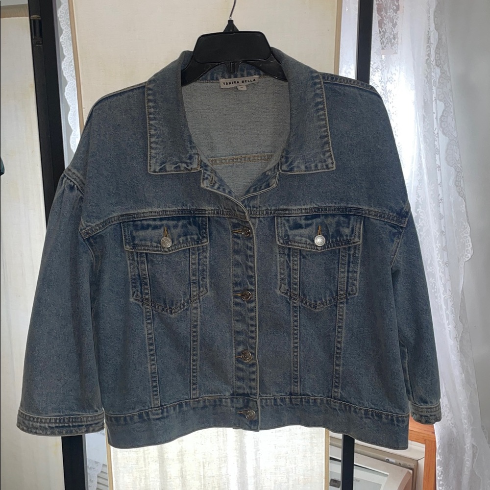 Classic Blue Denim Jacket with puffed sleeves